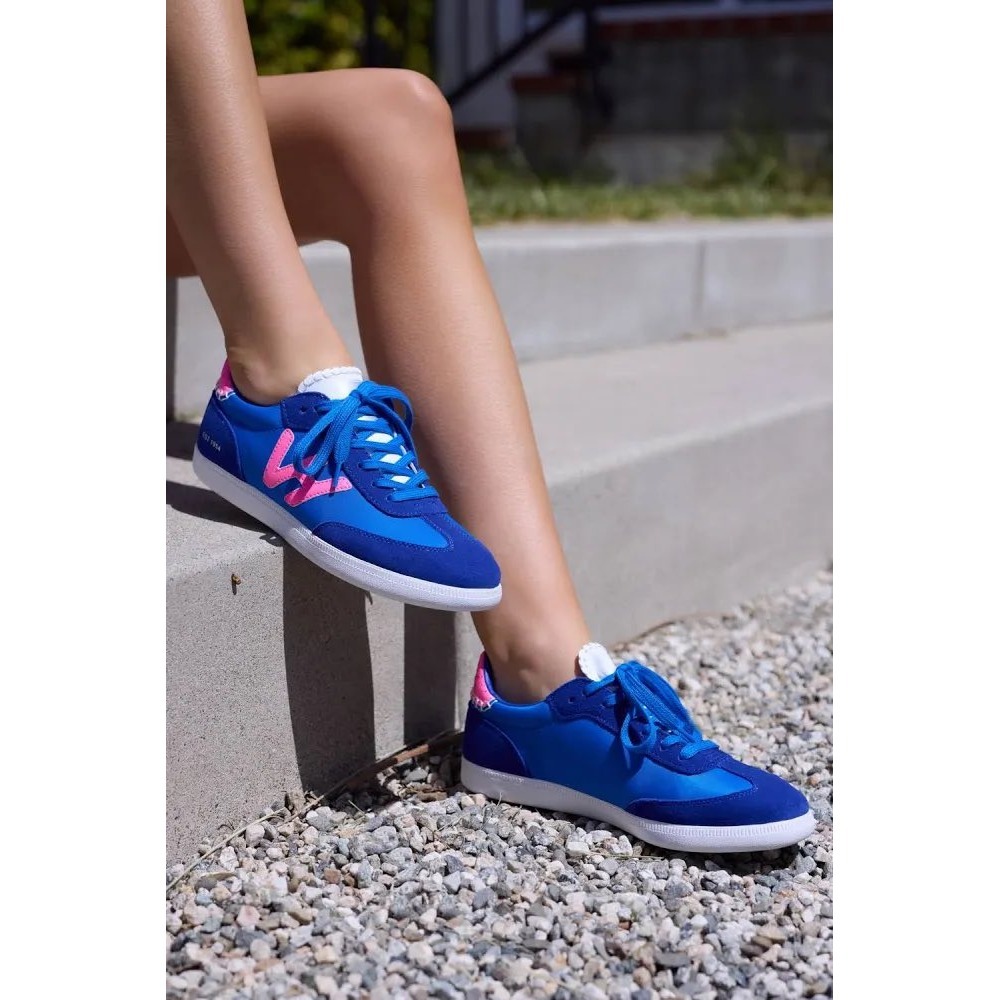Vintage Havana Crisp Suede Sneaker Blue Hot Pink Sz 8 New